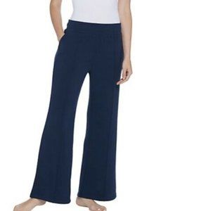 AnyBody Plush Terry Wide Leg Pants Navy Blue MEDIUM A345170